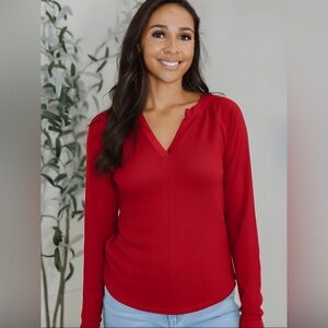 Lori Notched Raglan Top